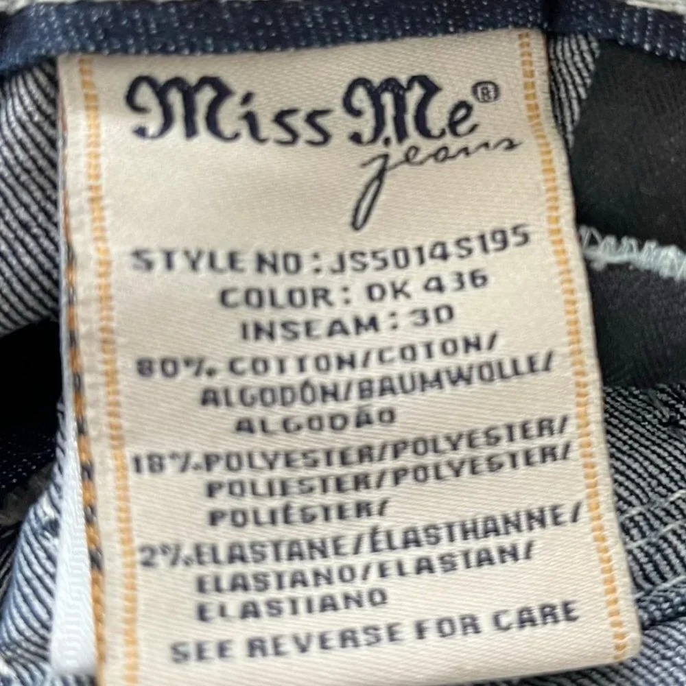 NWOT Miss Me Dark Wash Skinny Stitch Jeans Size 27 Style JS5014S195
